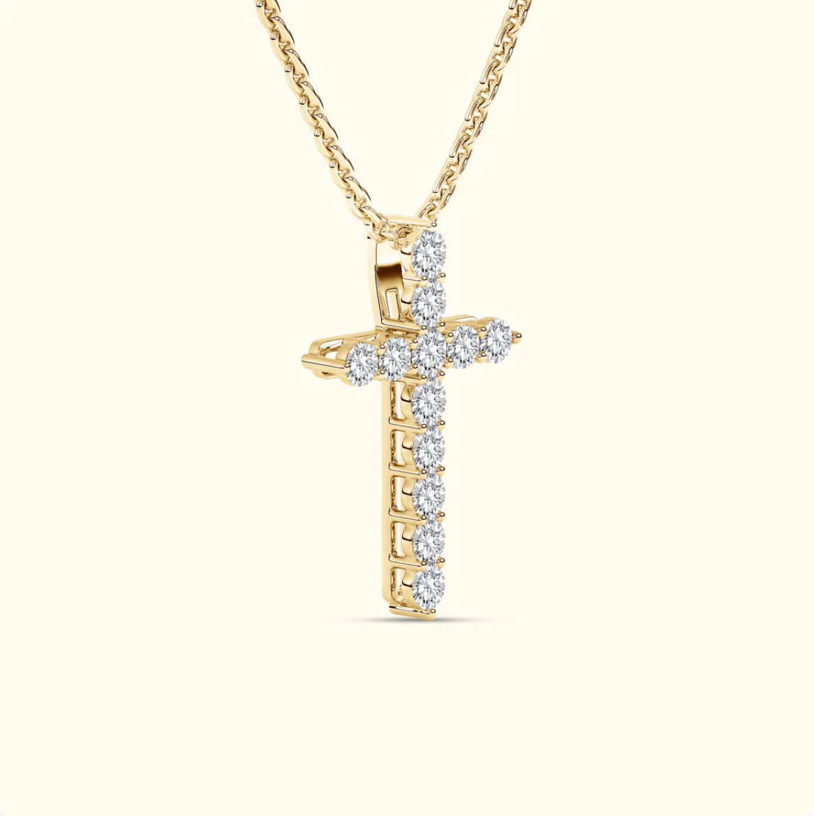 Cross Necklace Inlaid with with Zircon Women's Clavicle Chain Wrapped Gold 14K Gold Pendant