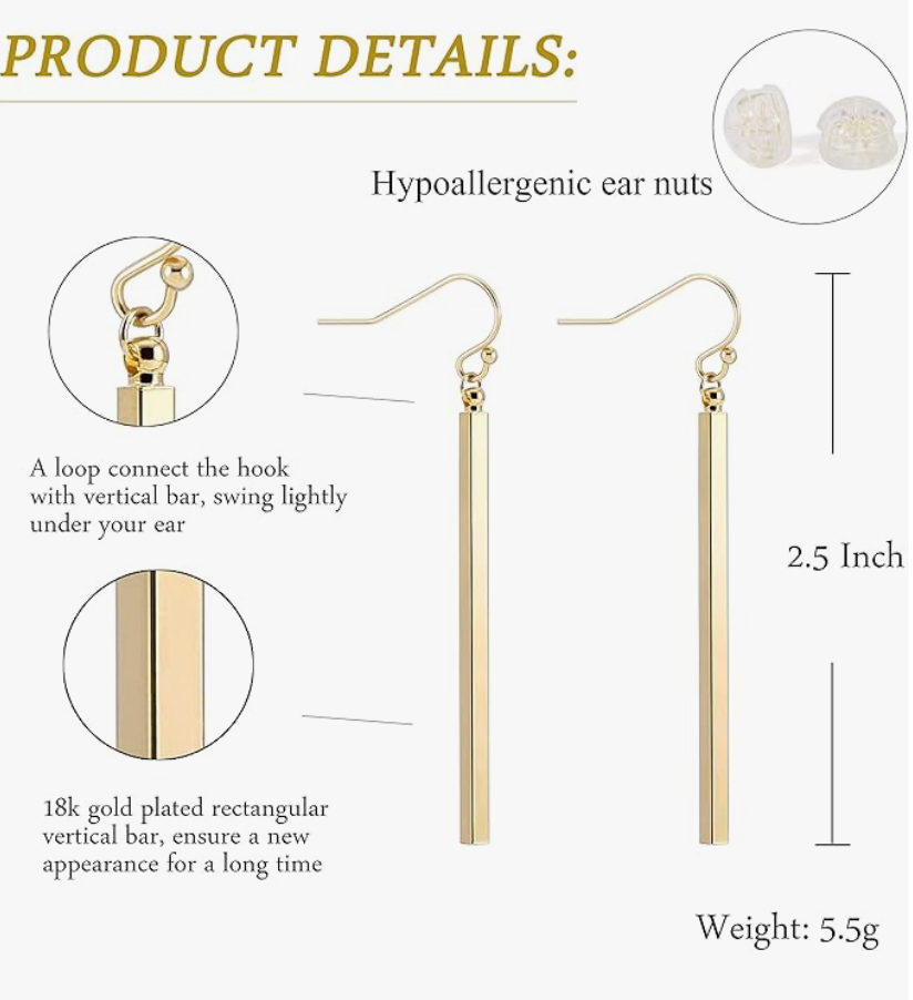 Sacred Lines Minimalist Long Earrings