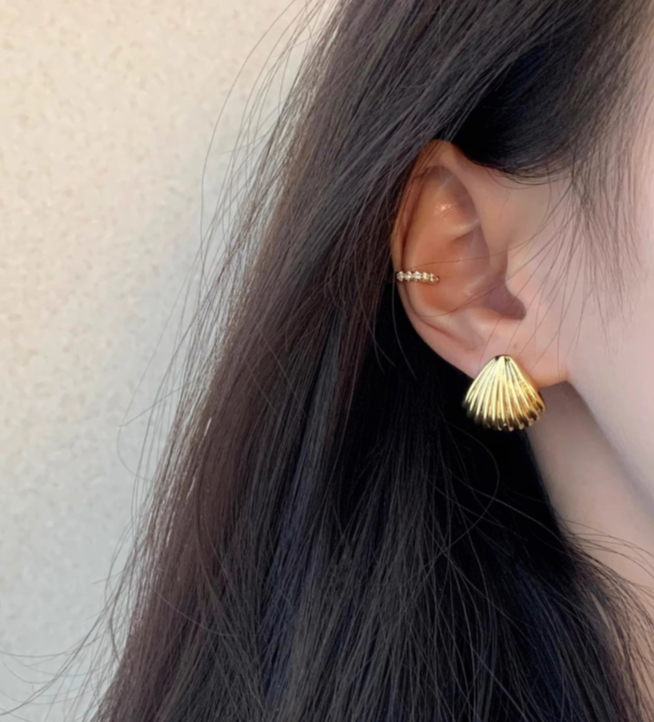 Veil Shell | Minimalist Fan Earrings