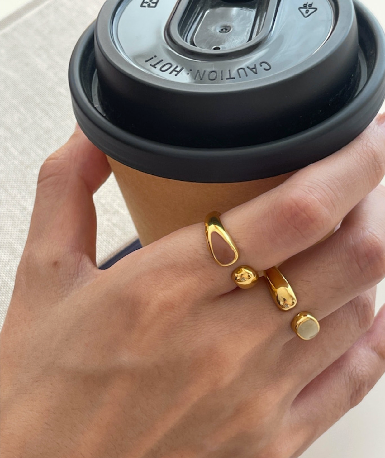 Porcelain White Teardrop Ring – Melard Glaze, Adjustable Fit