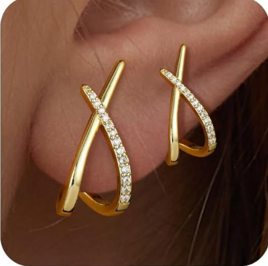 Golden Crossfire Sparkle Hoops