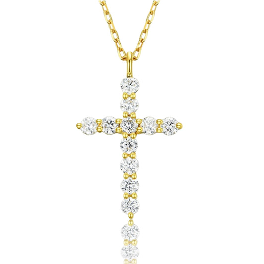 Cross Necklace Inlaid with with Zircon Women's Clavicle Chain Wrapped Gold 14K Gold Pendant